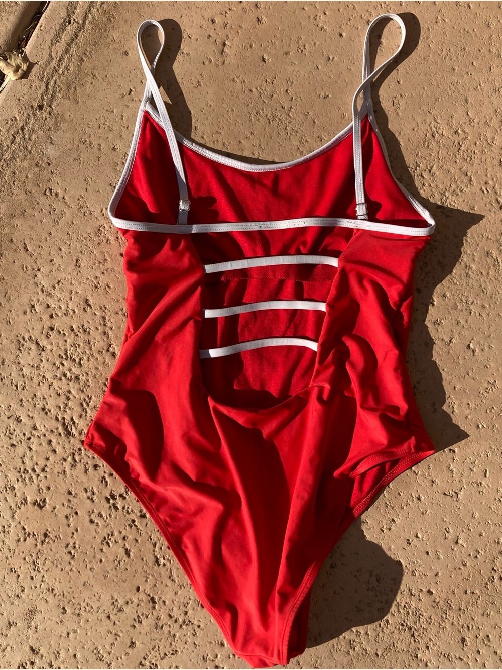 Hurley Red One Piece Swimsuit L Sporty Miami Lifeguard Surf Beach Large - Picture 3 of 9